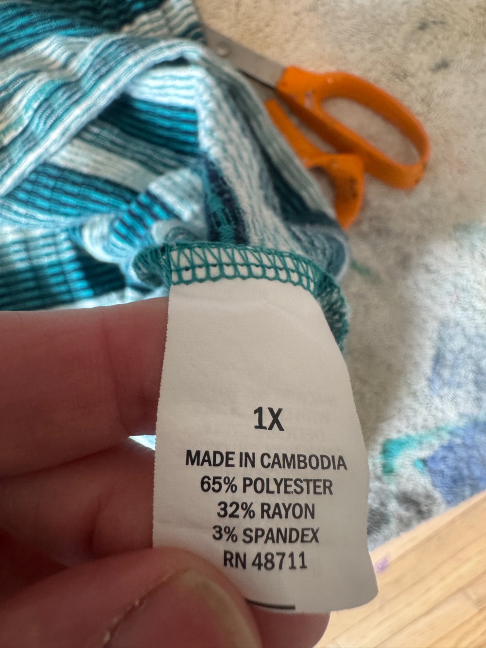 Teal & White Striped Sleeveless Pocket Tunic Dress size 1X - Picture 8 of 10